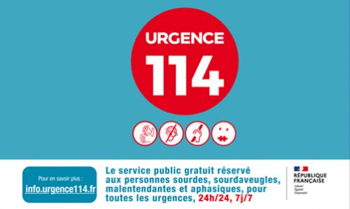  Urgence 114 - Le service public gratuit réservé aux personnes sourdes, sourdaveugles, malentendantes et aphasiques, pour toues urgences, 24h/24, 7j/7